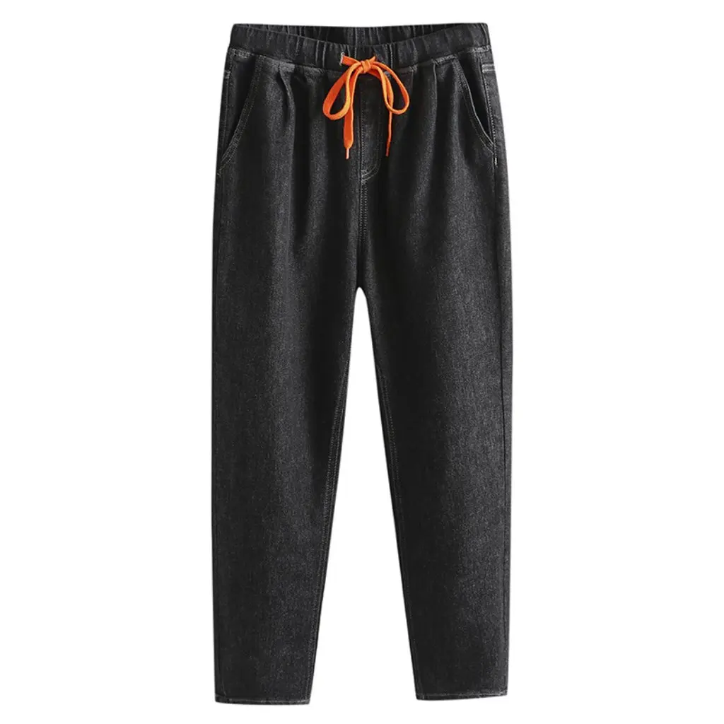 

Весенние женские шаровары больших размеров с эластичной резинкой на талии Jiajun, очень большие повседневные джинсовые длинные брюки в корейском стиле