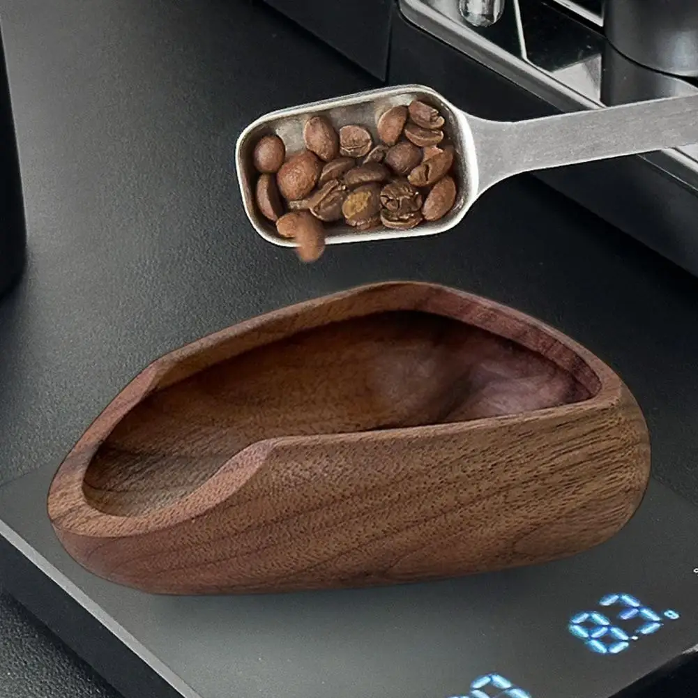 Dosing Plate Restaurant Display Dosing Cup Set with Anti-static Wooden Scoop Stainless Steel Measuring Spoon for Espresso