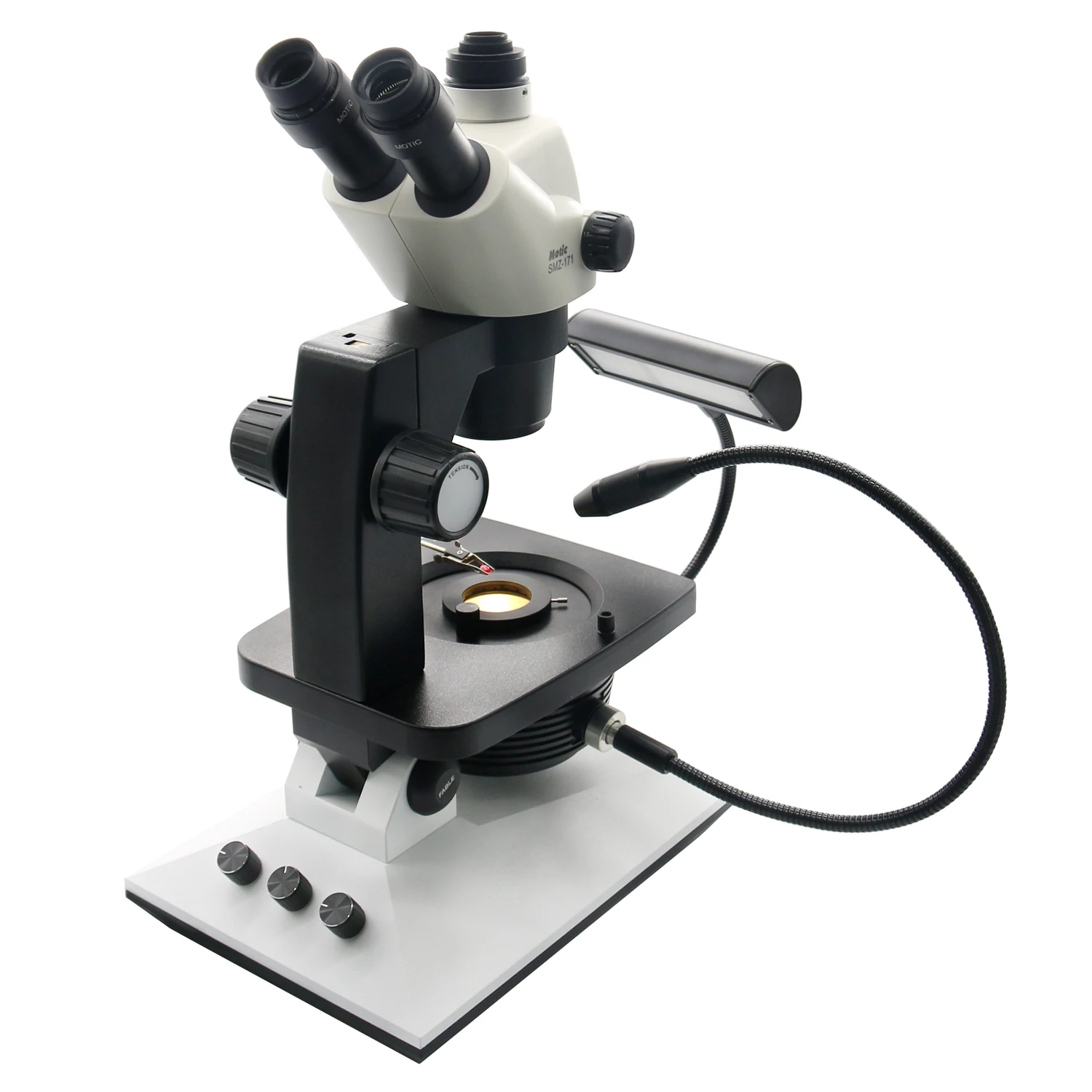 Fable marque 10W Mode d'éclairage multi-fonction composé de laboratoire optique trinoculaire stéréo gemme Microscope avec CCD Camaera