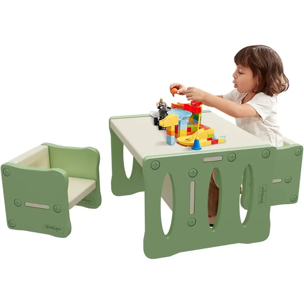 Kid's Table and 2 Chairs Set Plastic Activity Table for Toddlers Children Desk Ideal