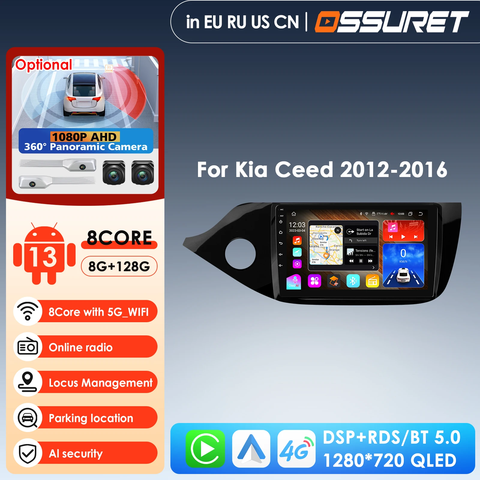 

Carplay 4G-LTE AI Voice 2 Din Android Auto Radio for KIA CEED JD Cee'd 2012-2017 Car Multimedia GPS 2din Autoradio Head Unit BT