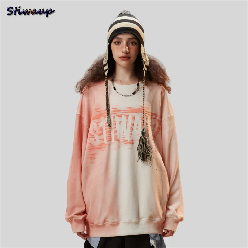 Women\'s Oversize Pink Streetwear Sweatshirt Harajuku Fashion Women New In Round Neck Sweatshirts Y2k Men 2023 Pullovers Designer