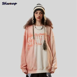 Women's Oversize Pink Streetwear Sweatshirt Harajuku Fashion Women New In Round Neck Sweatshirts Y2k Men 2023 Pullovers Designer