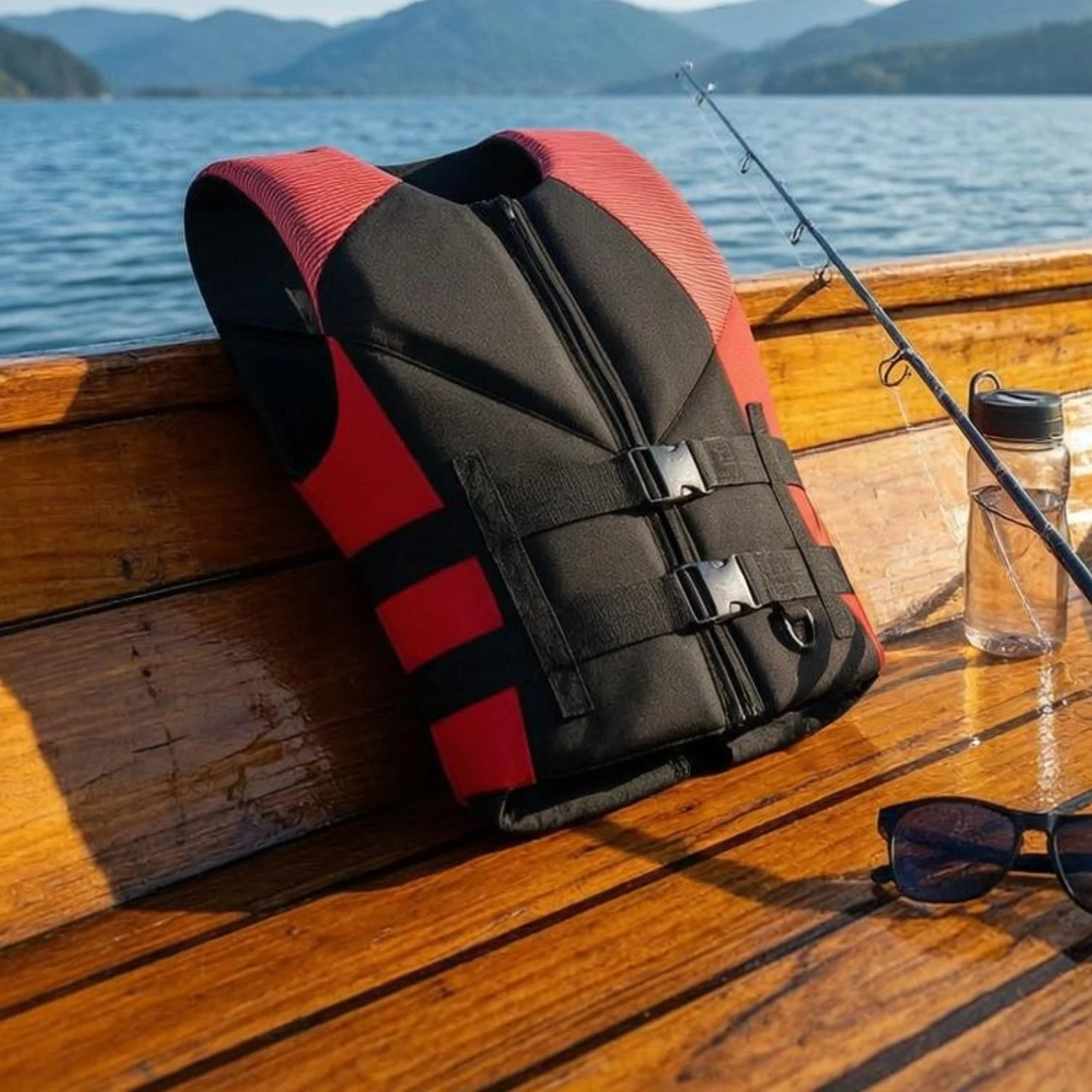 

Adult Life Jacket Reinforced Seams Adjustable Buckle Flotation Vest Zip Front Life Vest Lightweight Water Safety Gear for Adults