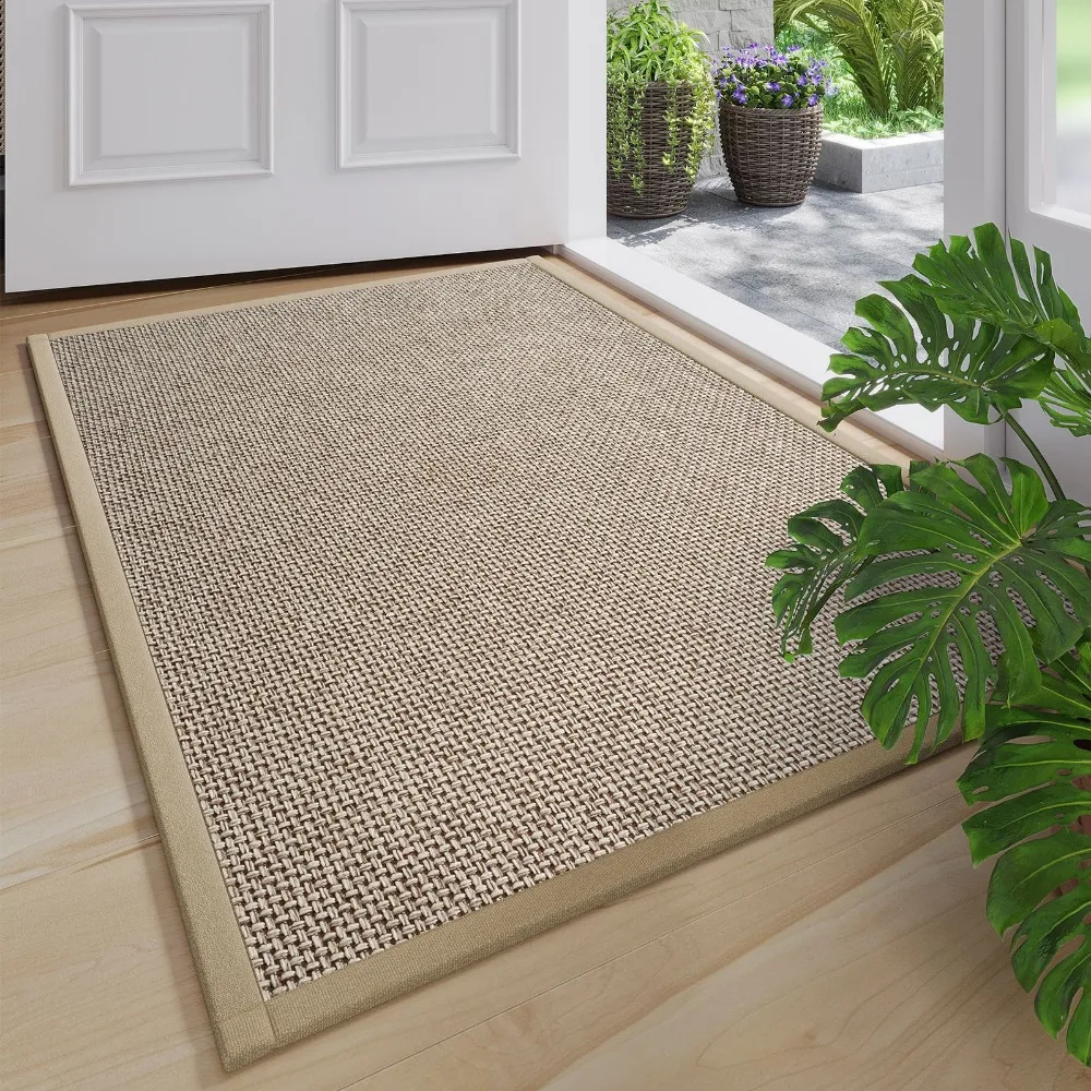 Eifloy-Front Door Mat Indoor Washable, Entrance Rubber Linen, Welcome Foot Doormat, Wear-resistant Dust Removal, Easy To Clean