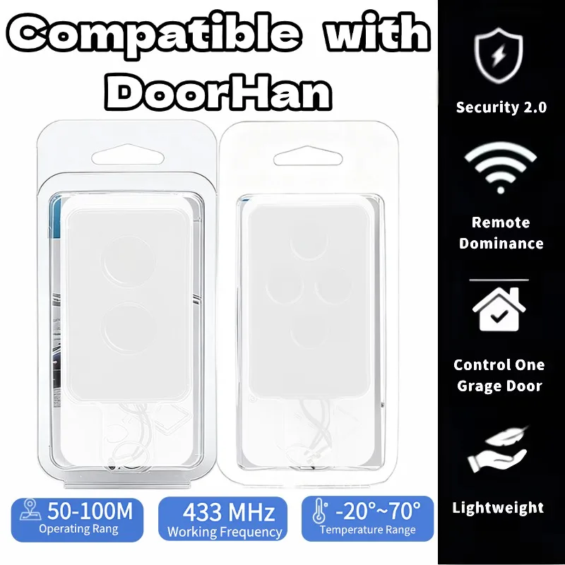 Compatible with Doorhan Transmitter 2, Transmitter 4, Premium RC Black 4 Sliding & Sectional Gate Motors, 433.92MHz Rolling Code