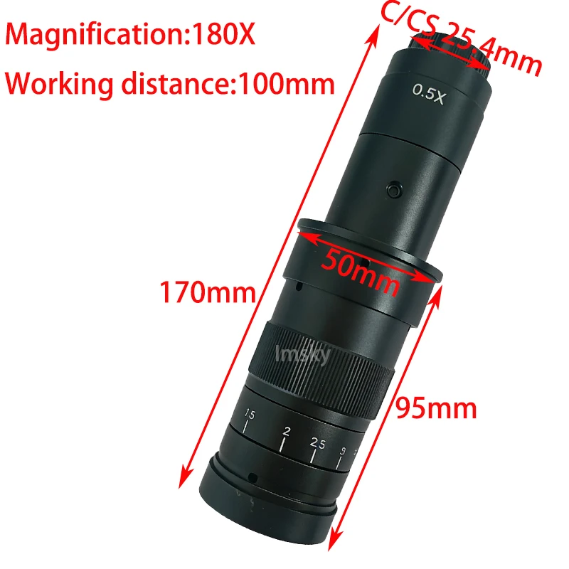 Adjustable Magnification 90X 100X 120X 150X 180X 400X 300X Zoom C Mount Lens M42 Auxiliary Objective Lens For HDMI USB Microscop