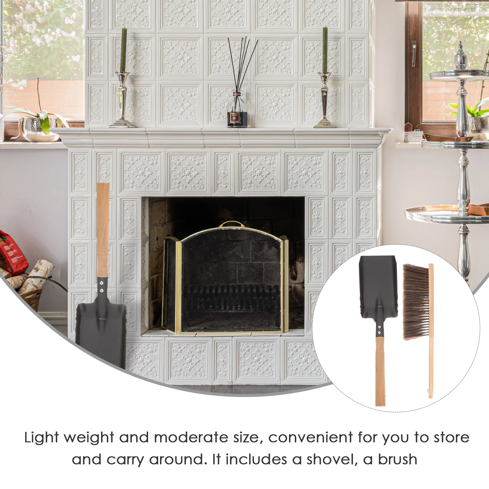 

1Set Household Fireplace Shovel Set Includes Broom for Ash Removal Lightweight Portable for Adults Kids Safe Operation