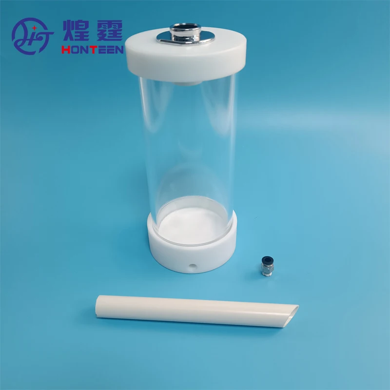 Small Transparent Fludized Powder Coating Cup Hopper Barrel For Sample Product Powder Painting Barrel 1L Cup Feeding Container