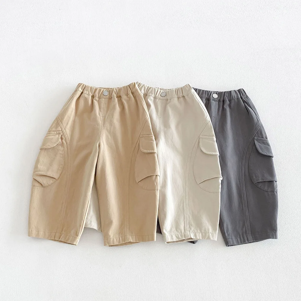 Trousers For Boys Solid Color Casual Loose Fall New Arrival Kids Boutique Clothing Back To School Toddler Boy Pants  -125