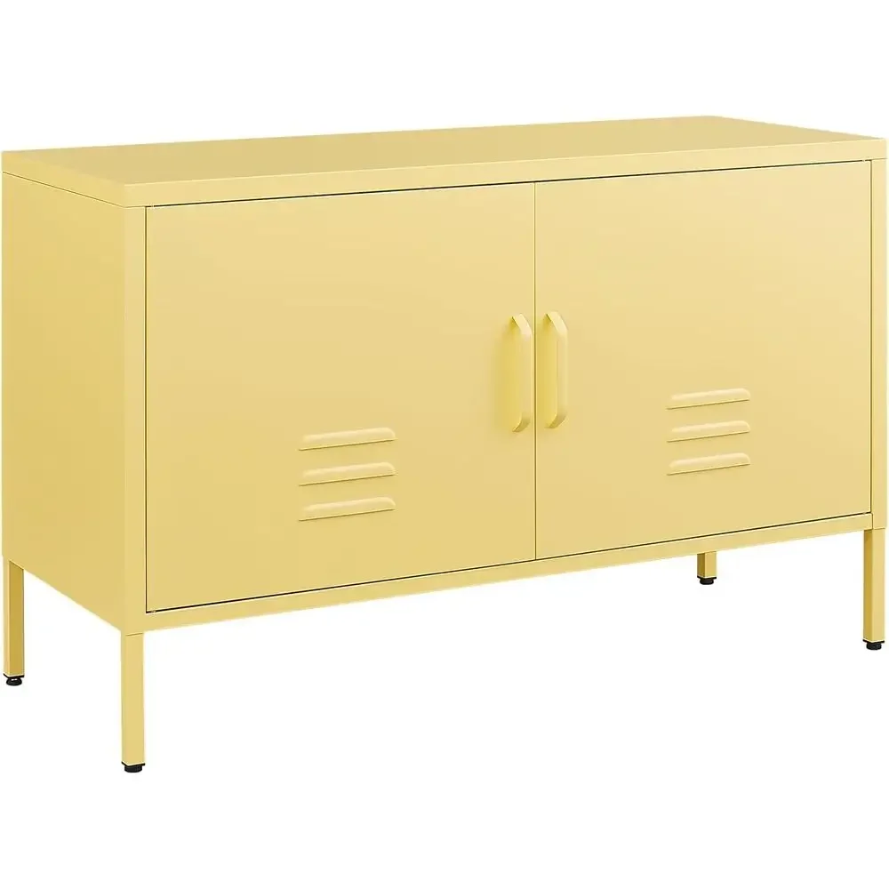 Storage Cabinet,Metal Cabinet with Do,Morden TV Stands or Bedroom,Accent Cabior Bedroom,Entryway,Yellow