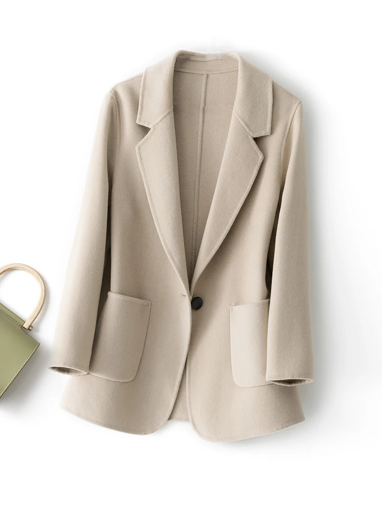 Customization New Women's Coat Pure Wool Plaids And Tweedst Fashion Camel Women's Coat Elegant Trench Coat
