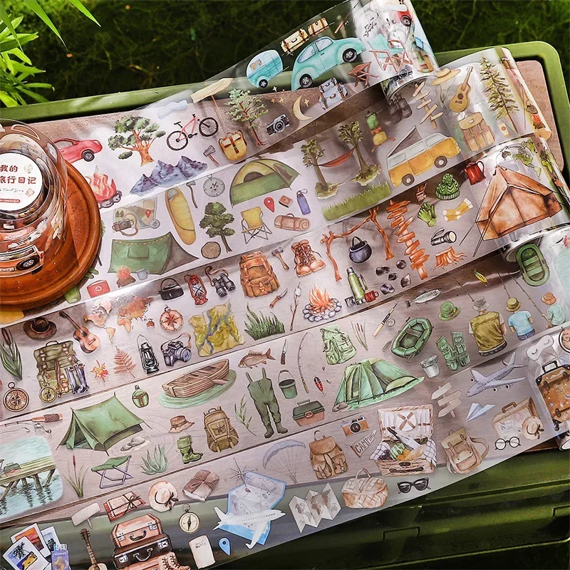 Mr. Paper, Camping Travel Themed Tape, Scrapbook Materials, Phone Cases, Notebook and Diary Decorative Stickers, 200cm/roll