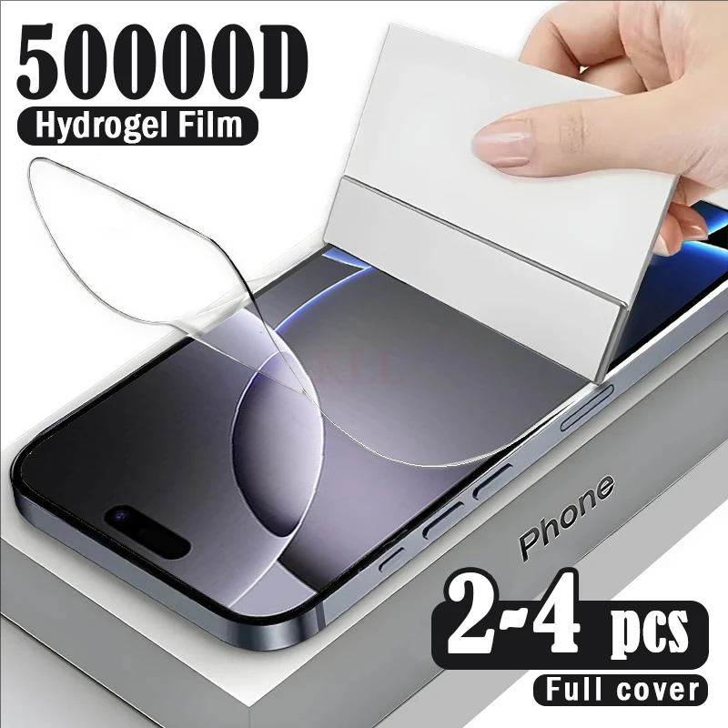 2-4pcs Full Cover Flexible Silicone Hydrogel Film For iPhone 16 15 14 Plus 13 12 11 Pro XR XS Max Screen Protector