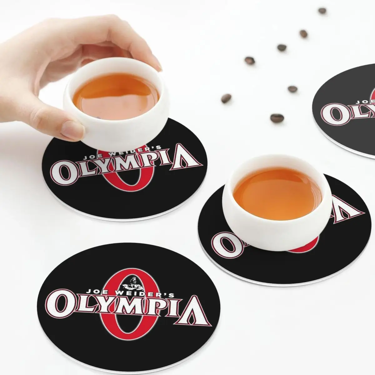 Future Mr OLYMPIA Motivations Coasters PVC Leather Placemats Insulation Coffee Mats for Decor Home Kitchen Dining Pads Set of 6
