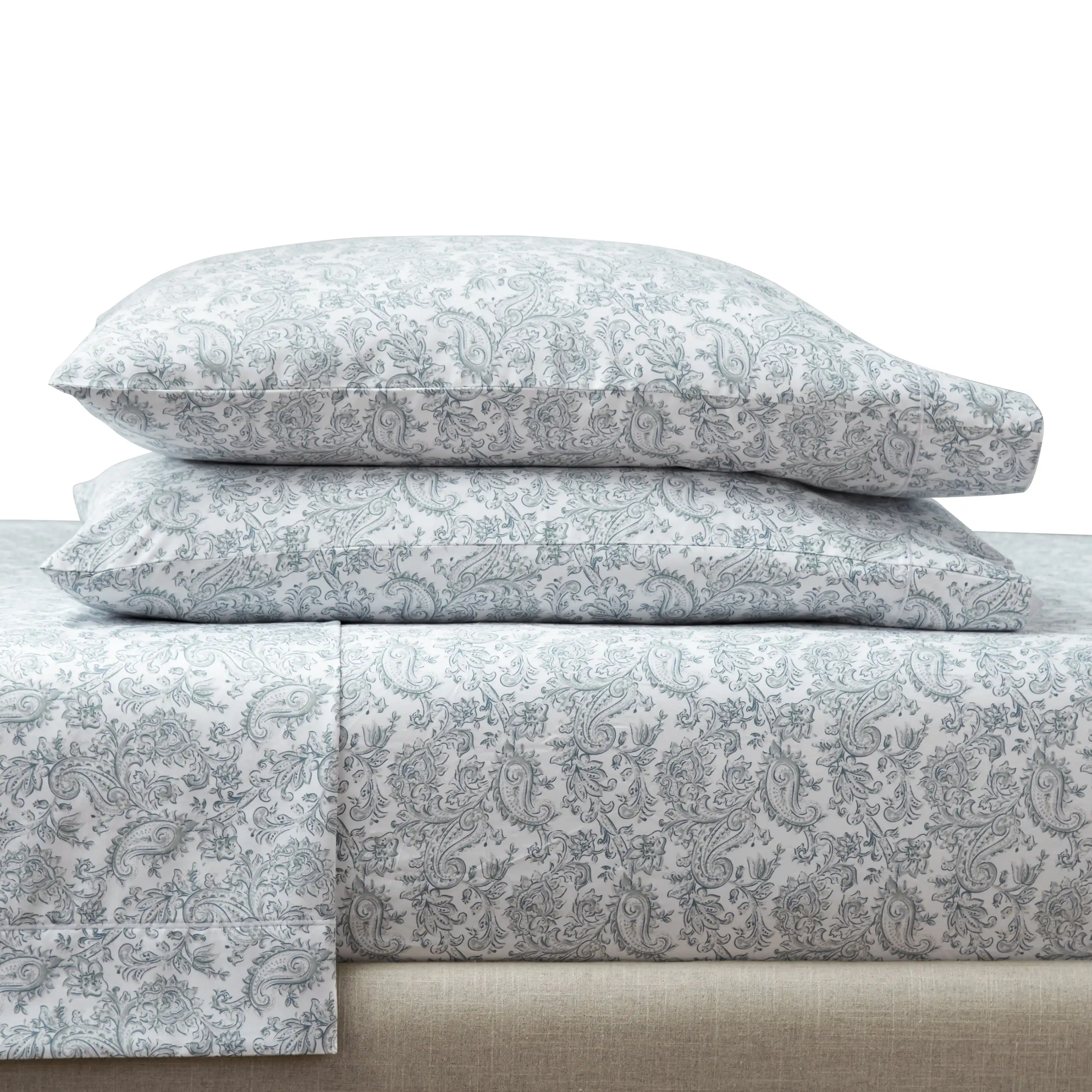 

4-Piece 400 Thread Count Paisley Green River Performance HYGROCOTTON® Sheet Set, Full