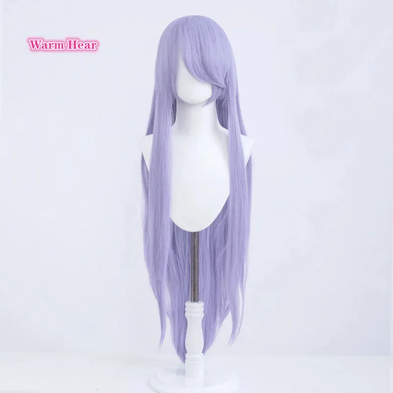 Peluca de Cosplay Hanyuu de 100cm de largo, pelo liso morado claro de Anime, pelo sintético resistente al calor, pelucas de mujer para fiesta de Halloween + gorro de peluca