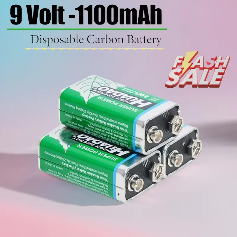 6F22 9V Disposable Alkaline Battery 1100mAh  9 Volt Dry Batteries Used for Microphone Multimeter Toy Smoke Alarm Walkie Talkie