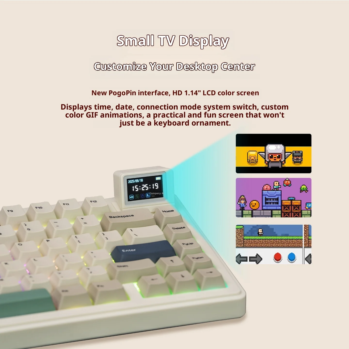 Epomaker rt82 teclado mecânico personalizado sem fio blutooth 2.4g pbt keycaps rgb gaxeta teclados de jogos de troca quente com tela lcd