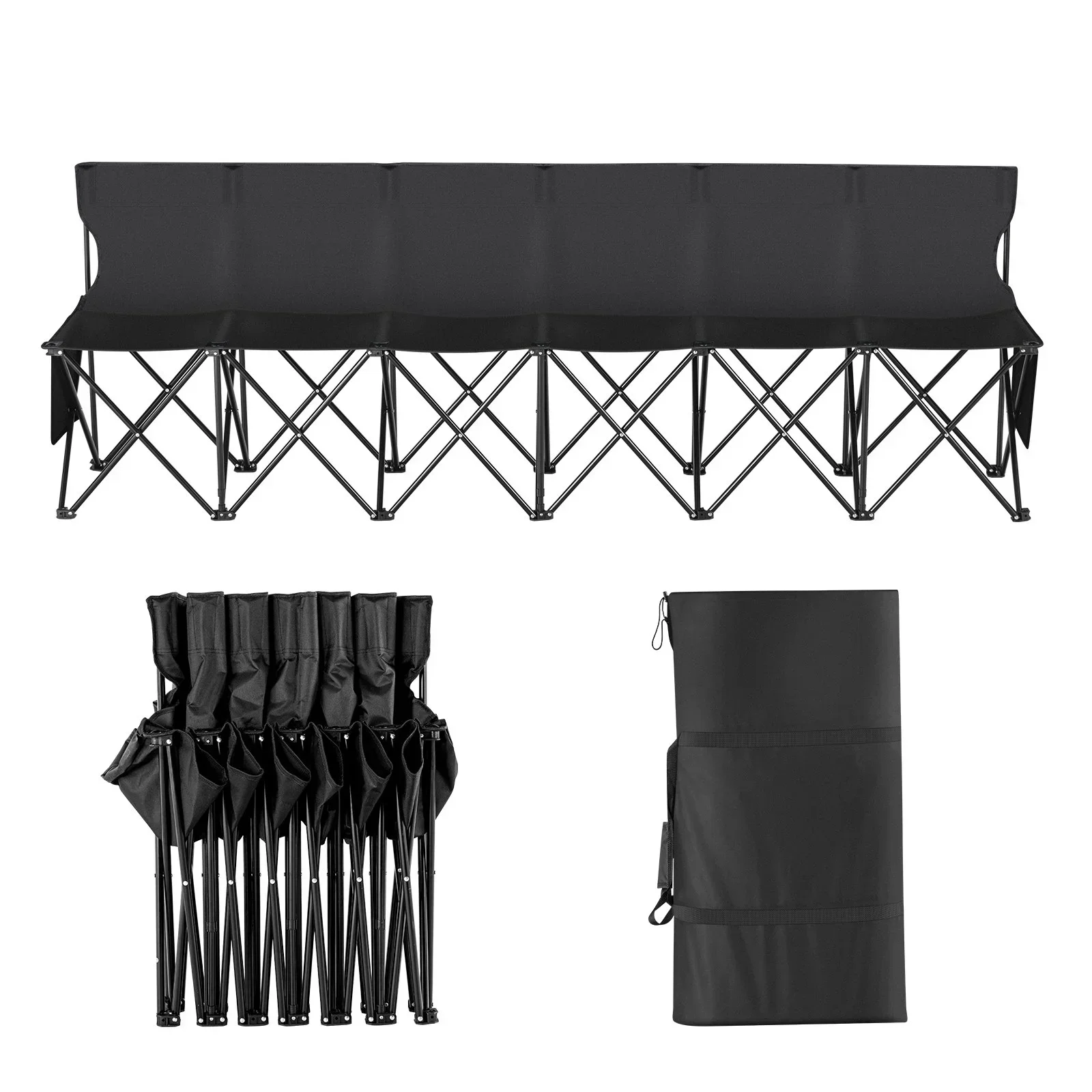 

6-Seat Portable Folding Sport Bench, Outdoor Camping Chair with Carry Bag