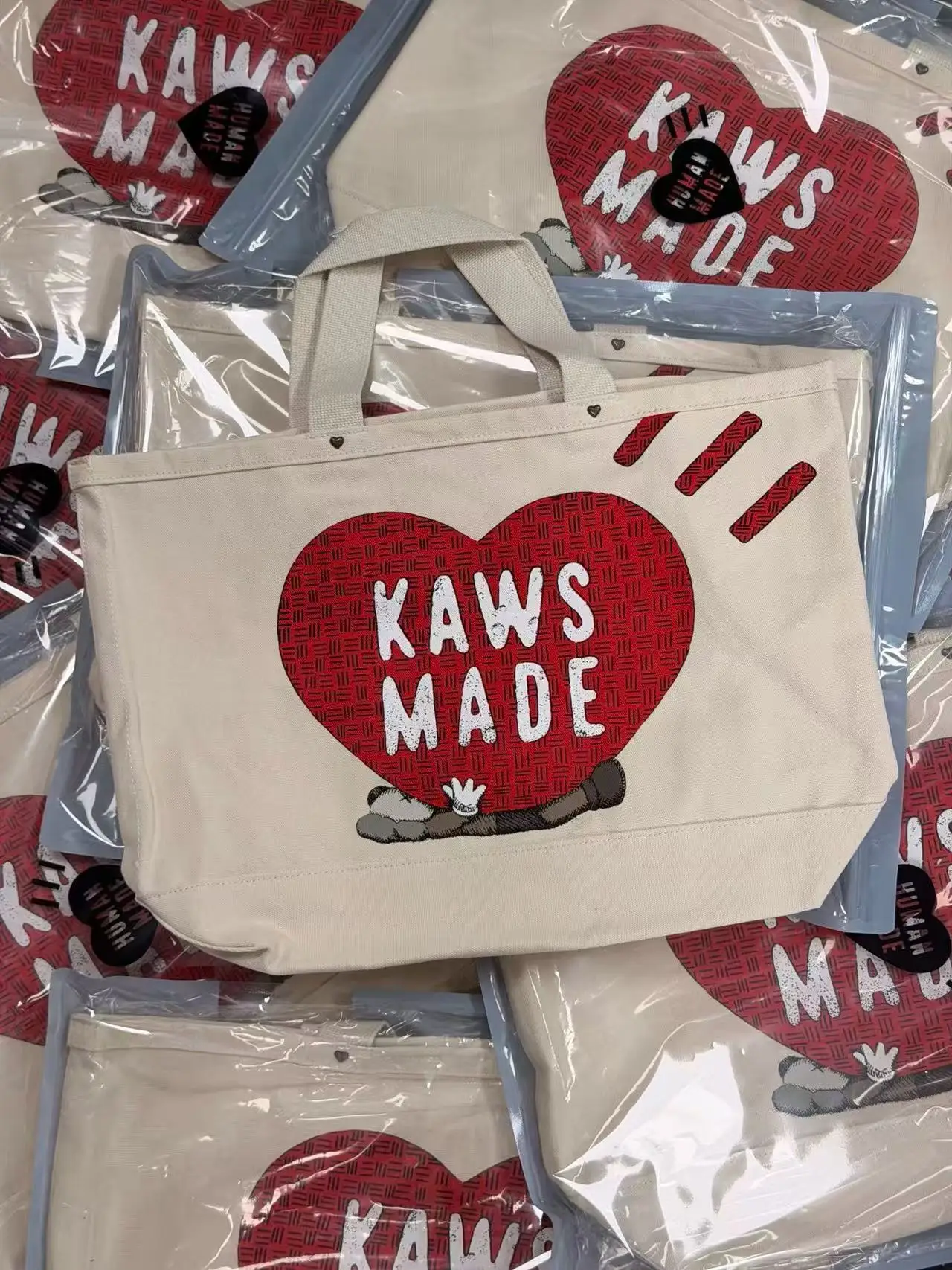 2026 Human Made KAWS Canvas Tote JOOPITER Exclusive Natural COMPANION Graphic Bag