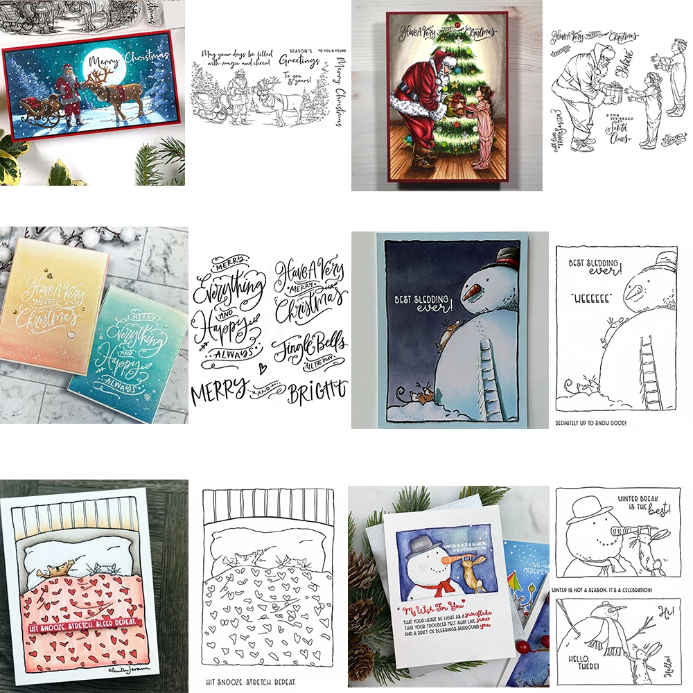 Rodeln Schnee männer & Hasen schlummern Kätzchen Briefmarken Weihnachts szene mit Gefühlen Stempel für DIY Scrap booking Handwerk Karten herstellung