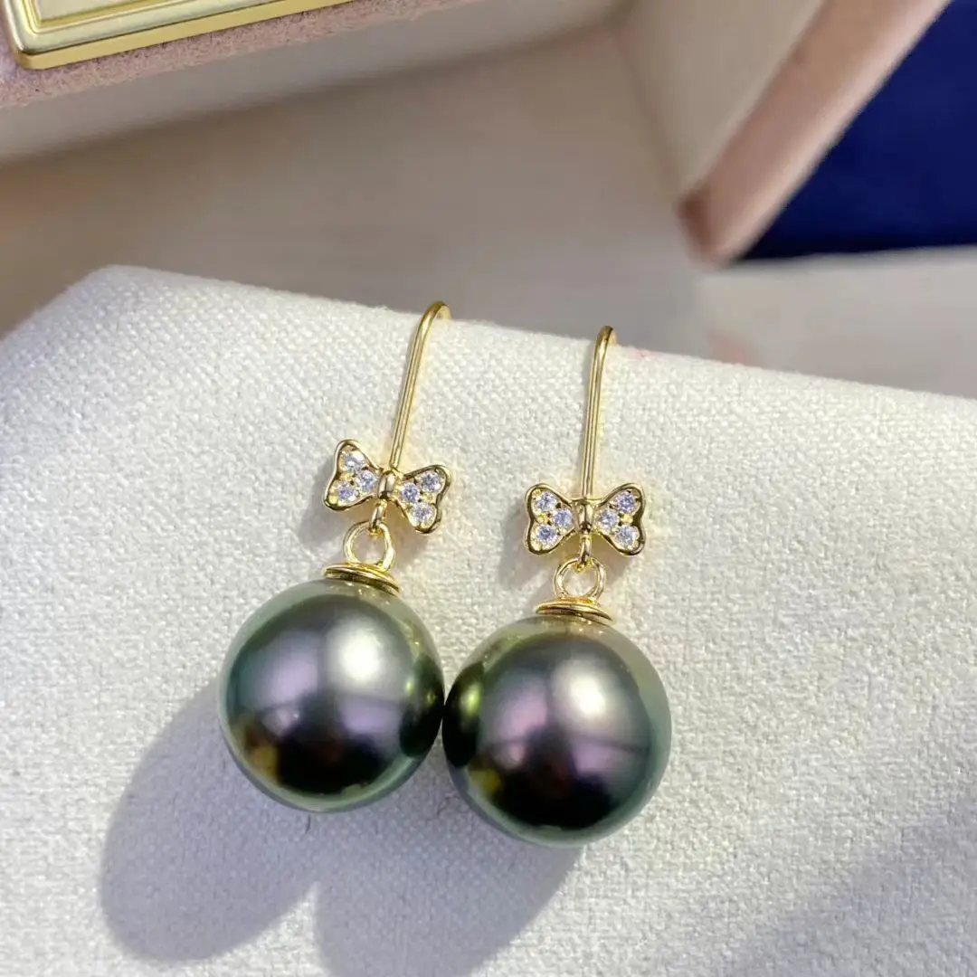 Wholesale Bow S925 Sterling Silver Earrings Mount Findings Settings Base Mounting Parts Accessory for 9-10mm Pearls 5 pairs/lot