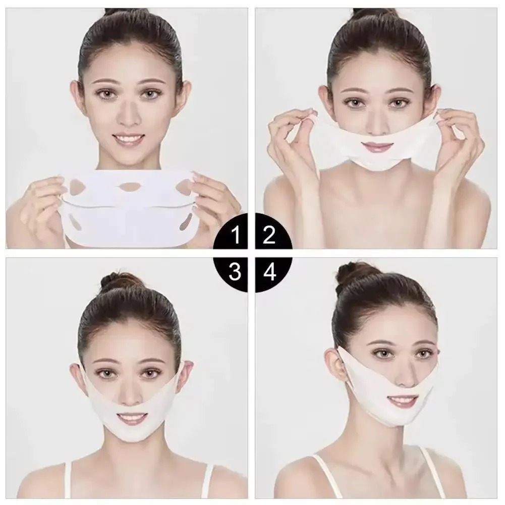 Wieder verwendbare Silikon-Facelifting-Maske Weich gel Anti-Falten-Klebeband Haut weiß Bandage Schlankheit gürtel V-Form Patch reduzieren Doppel kinn