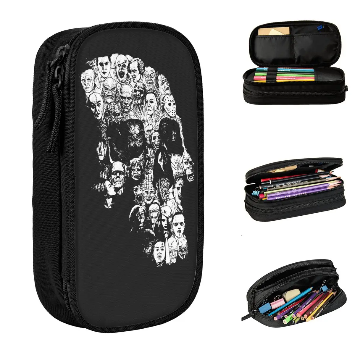 Cute Movie Horror Skull Pencil Cases Pencil Box Pen for Student Big Capacity Bag Students School Cosmetic Stationery