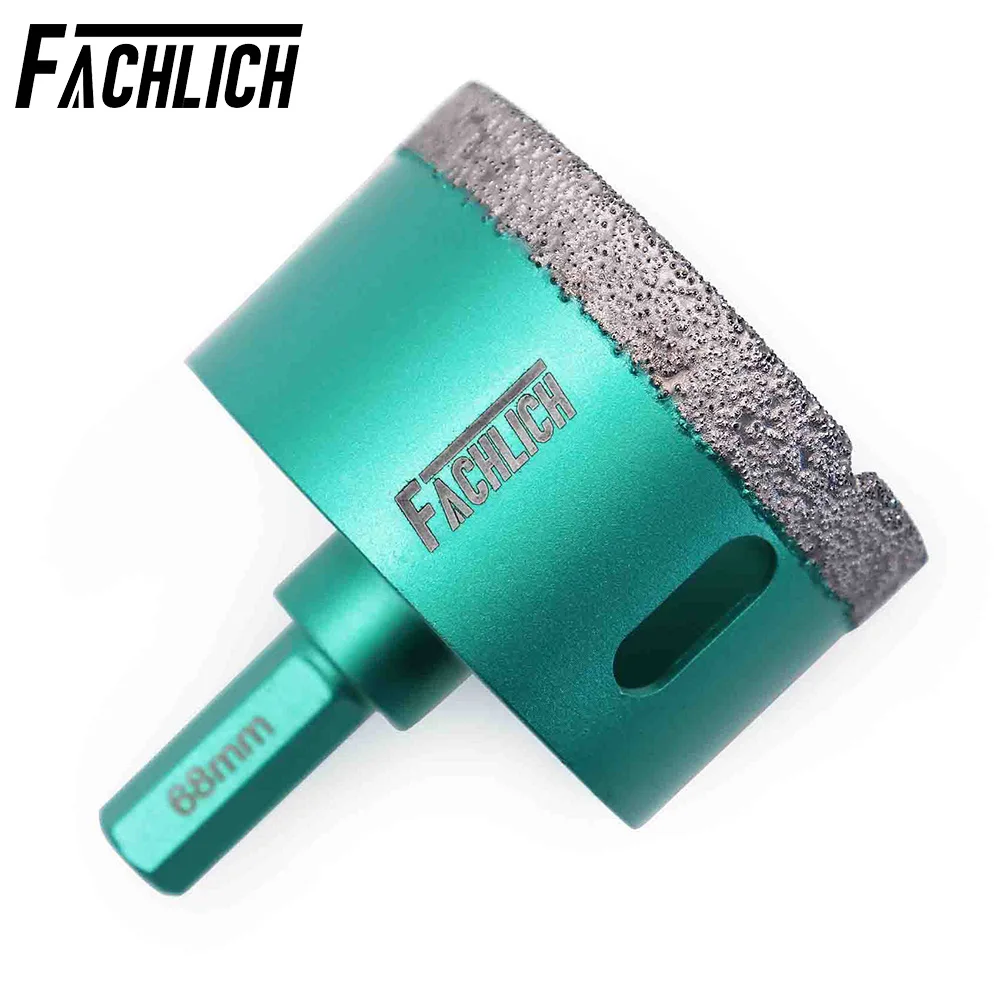 FACHLICH 1pc Hex Shank Vacuum Brazed Diamond Drill Core Bits Granite Marble Tile Wood Dry Wet Drilling Tools Hole Saw Dia16-68mm