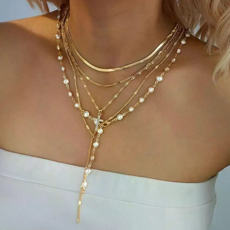 Multi-layer Gold Necklace Kit Anti-tarnish Delicate Pendant Church Souvenir Ornament For Vacation & Daily Decoration