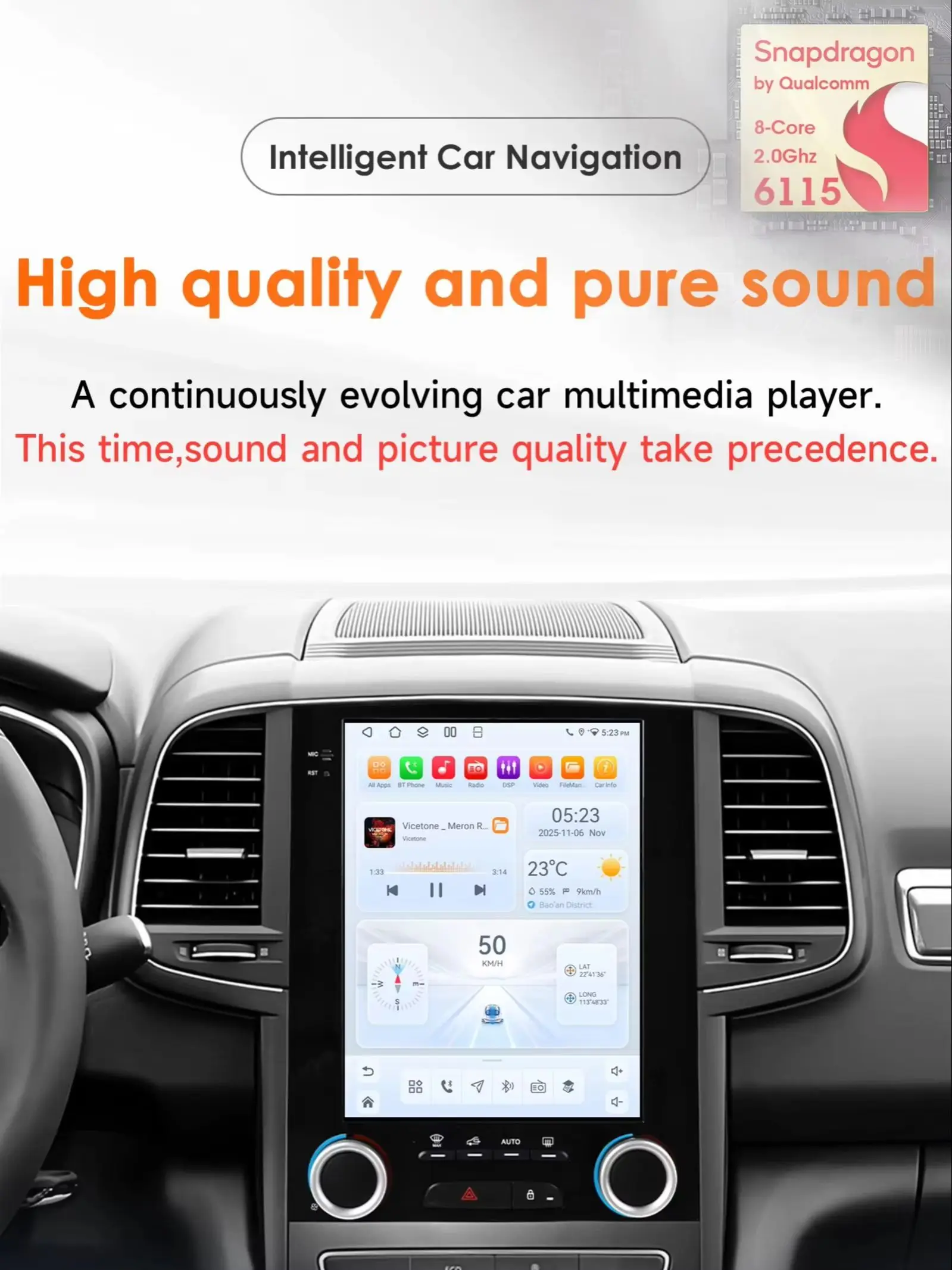 9,7'' Qualcomm AI Intelligent Systems CarPlay 4G Autoradio für Renault Koleos Megane 4 Samsung SM6 Talisman 2017-2019 GPS BT 9,7 Zoll Tesla-Style Intelligenter Bildschirm QLED-Display Automotive Head