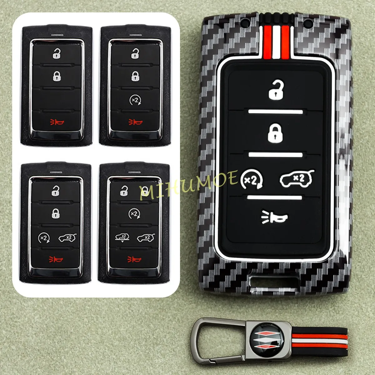 

3/4/5/6 Buttons Metal Car Remote Key Fob Case Cover Shell Keychain For Jeep Grand Cherokee / Grand Wagoneer 2022 2023 2024 2025