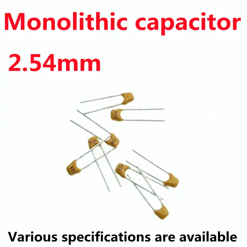 50PCS/Lot Monolithic Ceramic Capacitor 100pF 1uF 10nF 0.1UF 101 102 103 104 105 220 330 50V 100nF 22pF 33pF 2.54mm