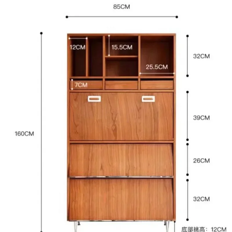 Retro bookcase Solid wood bookshelf Locker shelf Floor-to-ceiling living room display cabinet storage 5