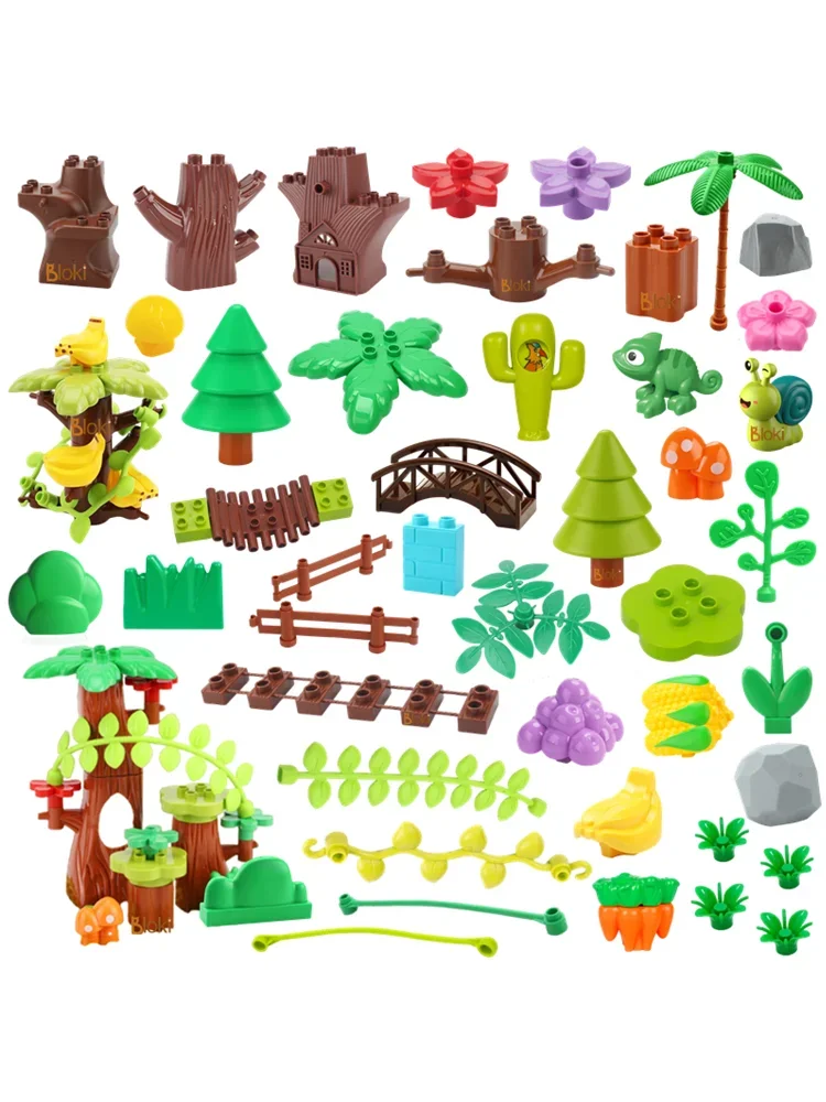 Grands blocs de construction série de plantes forestière en plein air, fleur, herbe, arbre, ferme, accessoires de décoration, scènes compatibles, jouets, briques pour enfants
