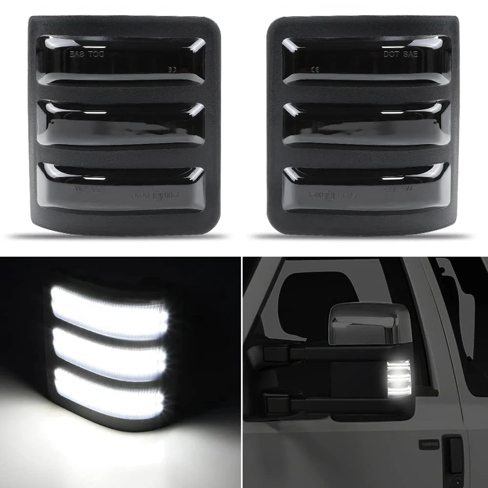 Smoked LED Dynamic Side Mirror Indicator Light for F250 F450 Super Duty 08-16 Rearview Mirror Turn Signal Lamp