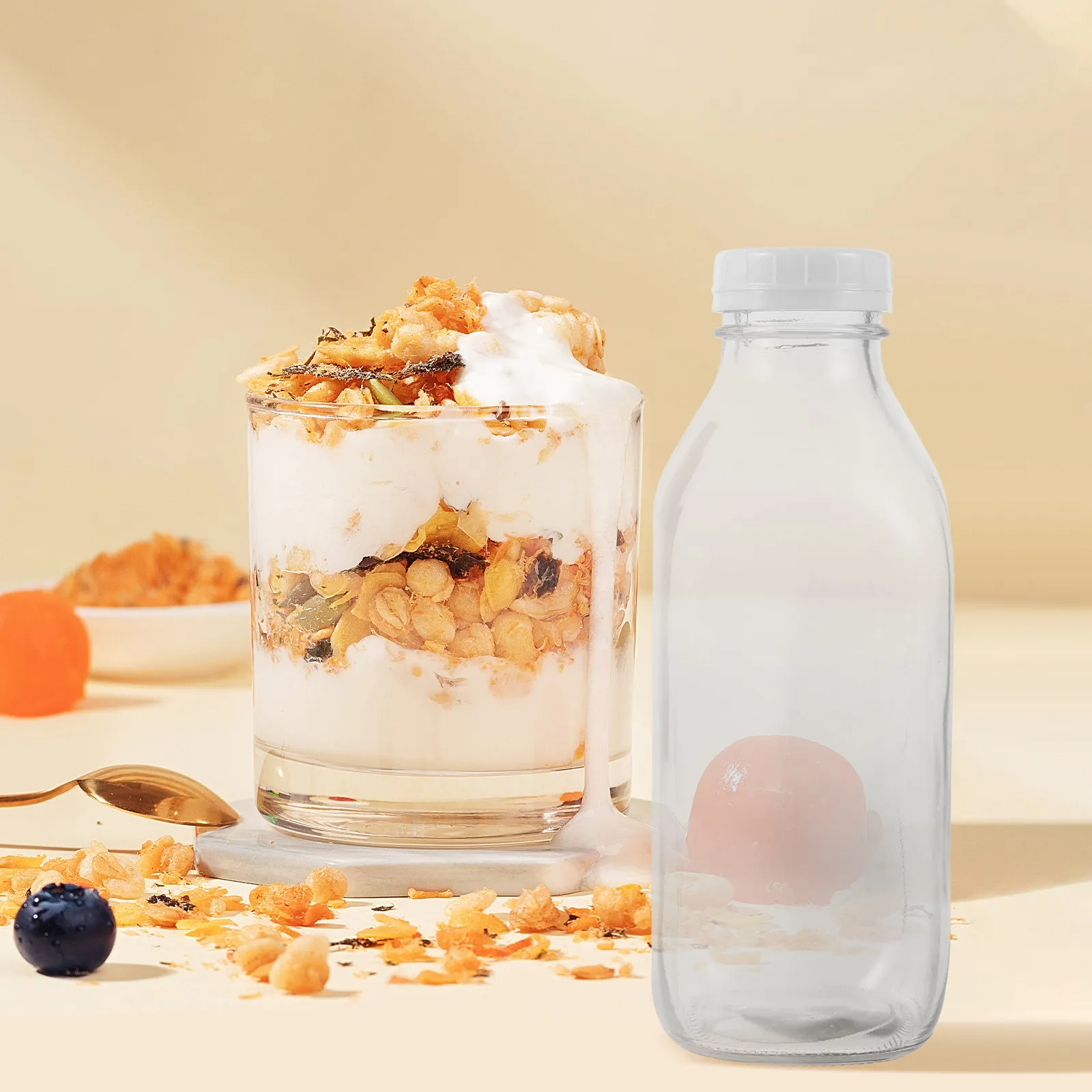 

Стеклянная бутылка для напитков 1000 мл с герметичной крышкой для молока и сока, элегантный прозрачный стеклянный контейнер для кухни и столовой