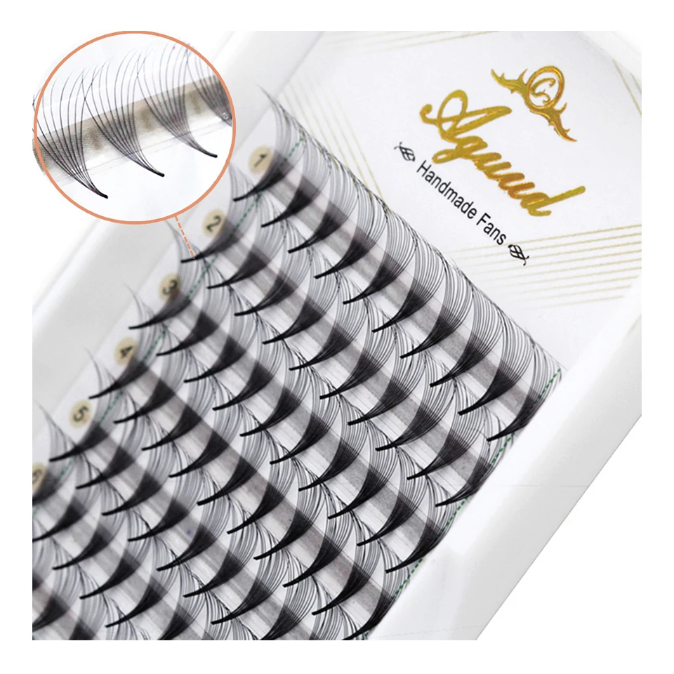 AGUUD 3D-16D Premade Lash Fans Pointy Base Pre Made Russian Volume Eyelashes Fans Sharp Stem Premade Fans Lashes Extensions