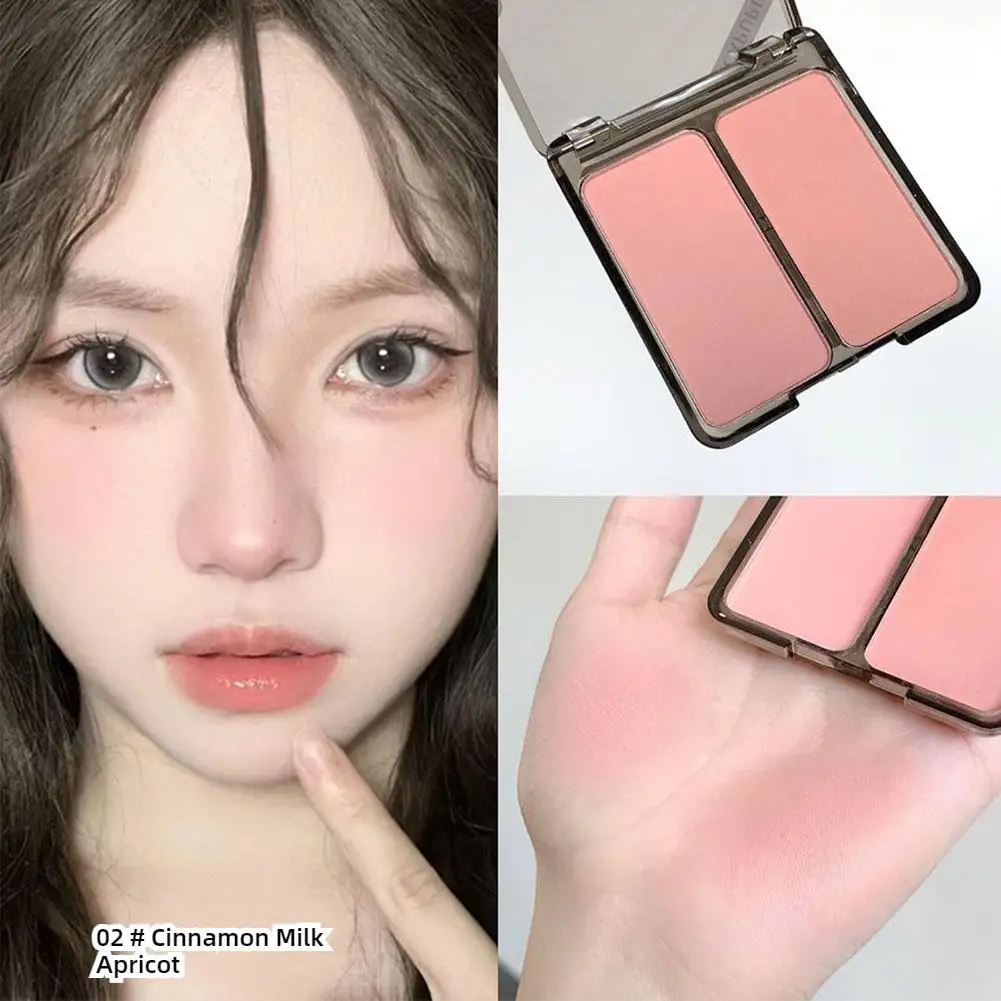 Dual Color Blush Palette เฉดสีเม็ดสีแวววาวสีแก้มติดทนนานเพื่อการแต่งหน้านู้ดที่สดใส X4C9