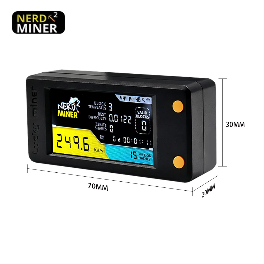 NerdMiner V2 T-Display S3 Style LV02 Bitcoin Solo Miner 250KH/s |   Miner BTC o bardzo niskim poborze mocy 1,2 W z inteligentnym wyświetlaczem LCD o przekątnej 2,8 cala — zdjęcie produktu 2