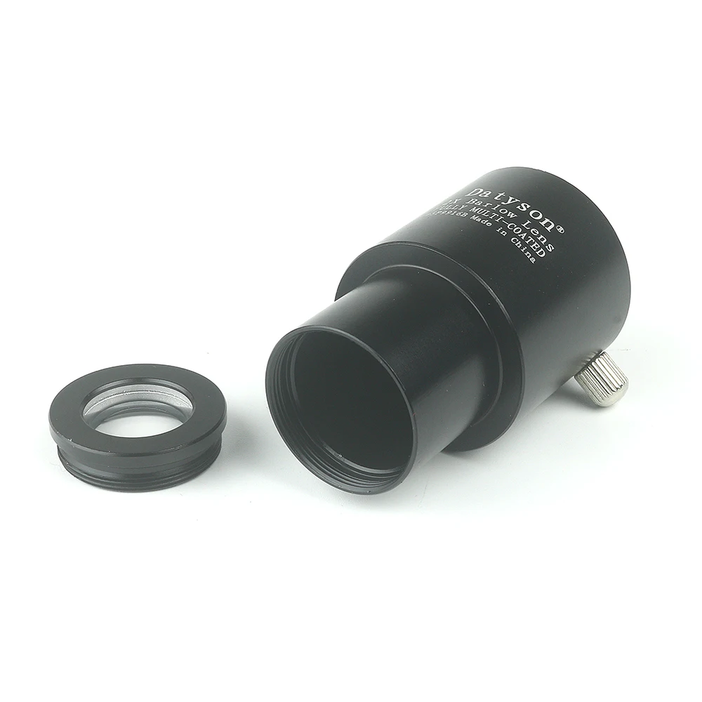 Datyson Barlow Lens 2X Teleconverter Metal Fully Multi-Coated Glass for 0.965 Inch Astronomical Telescope Eyepiece
