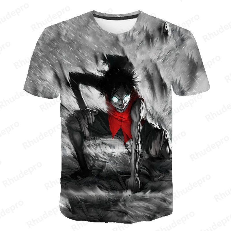 T-shirt 3D One Piece pour hommes et femmes, chapeau de paille Luffy, anime japonais drôle, col rond, manches courtes noires, respirant, vêtements décontractés, nouveau