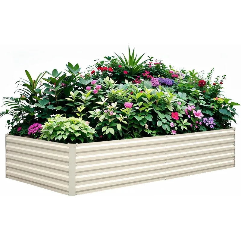 

Raised Garden Bed, Galvanized Raised Garden Beds Outdoor for Vegetables Flowers Herbs, Steel Large Deep Root Planter Box