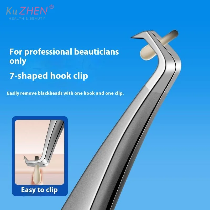 Aiguilles professionnelles Ultra-fines pour points noirs, pincettes à crochet en forme de 7, beauté du visage, outils pour enlever l'acné, pour les soins de la peau, 1 pièce