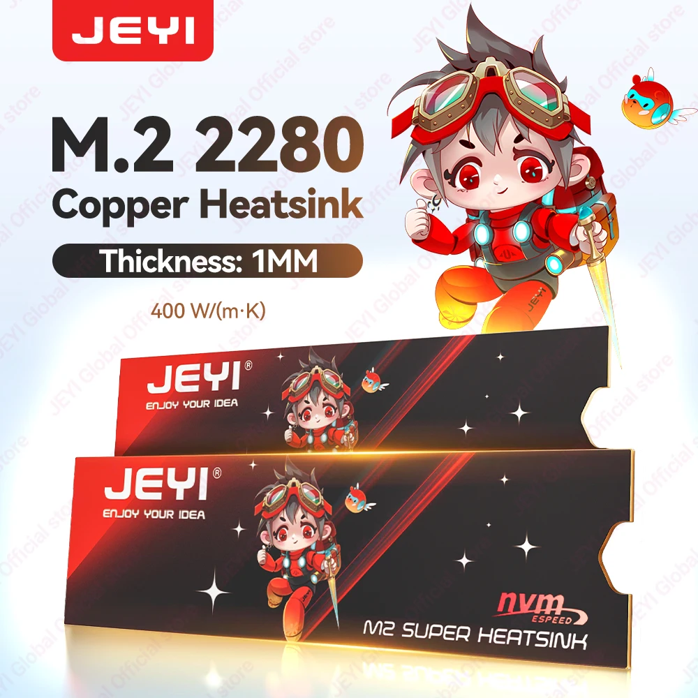 

Ультратонкий медный радиатор JEYI M.2 2280, 400 Вт/(м·К) с нанотермальными подушечками NVMe NGFF, твердотельный накопитель из чистой меди для настольного ноутбука