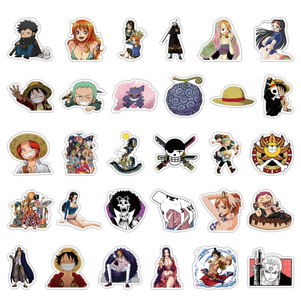 10/30/60PCS One Piece Anime Stickers Cool Cartoon Graffiti Decals Stationery Suitcase Water Bottle Car Classic Sticker for Kids