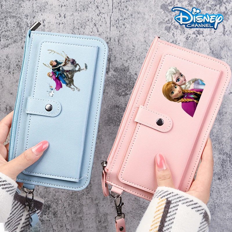 

Disney Anna Elsa Frozen Wallet Girl Cartoon Anime Purse Woman Large Capacity Multifunctional Banknote Card Bags Storage Bag Gift