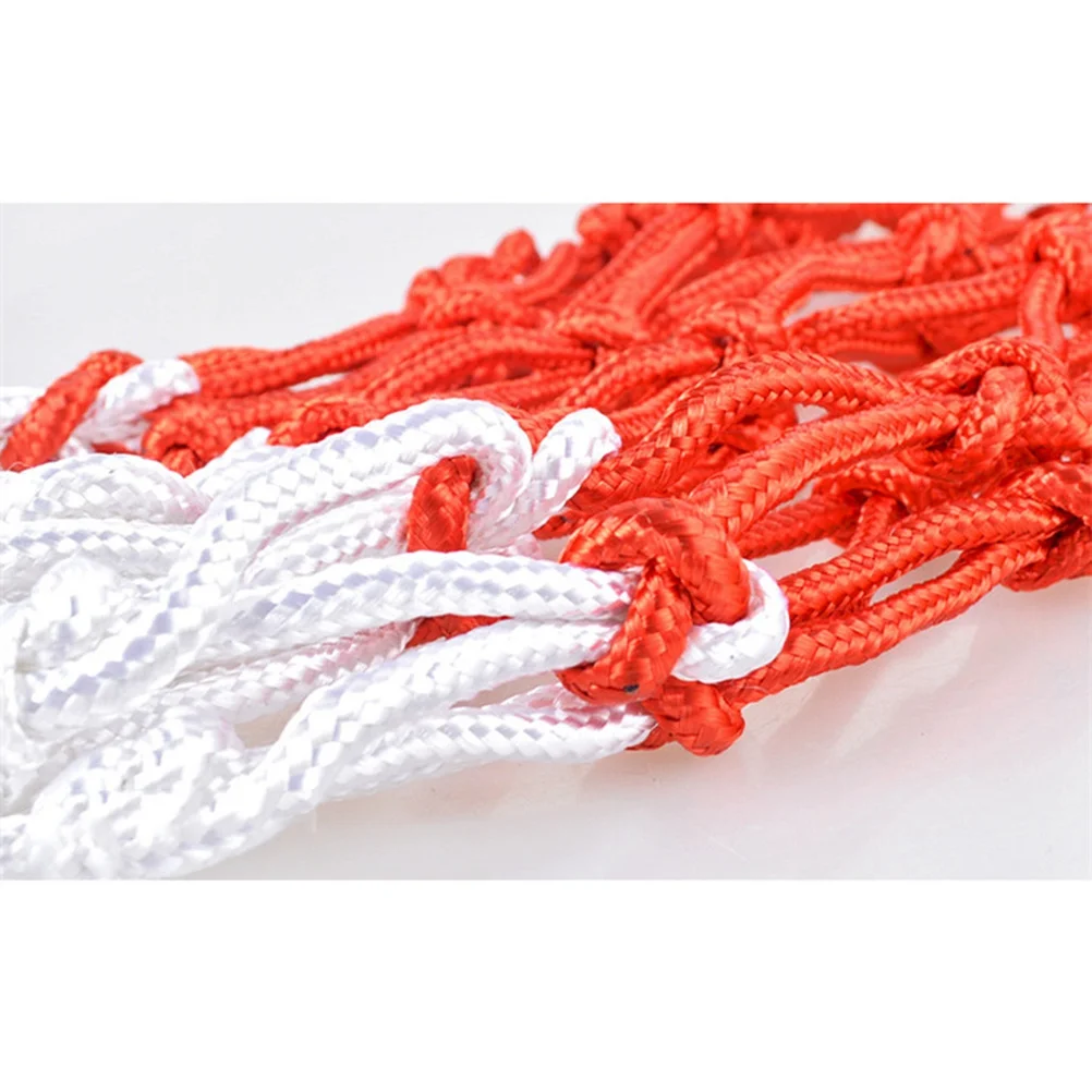 Rede de basquete de nylon vermelha, 12 laços, resistente ao desgaste, à prova de intempéries, para substituição de aro de basquete padrão, ambiente externo e interno