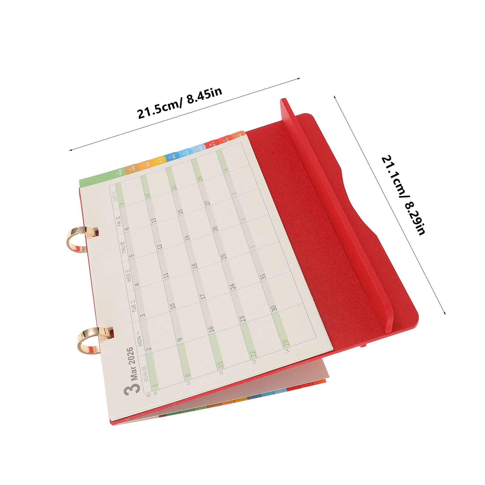 2026 Desk Calendar Standing Schedule Yearly Planner Desktop Monthly Organizer Colorful Tabs Red Wood Desk Calendar